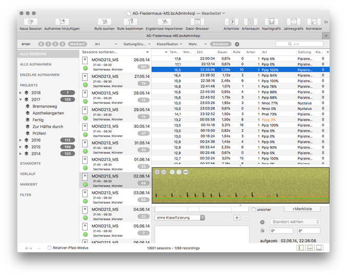 Übersicht des bcAdmin Programmfensters